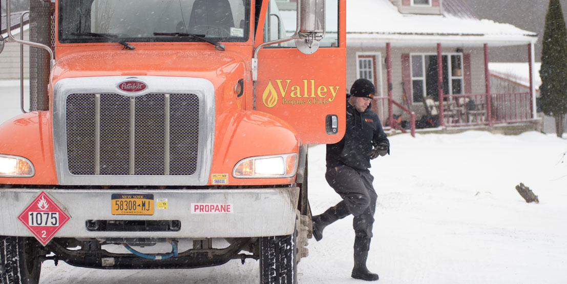 Valley Propane Technician Delivering Fuel to NY Customers